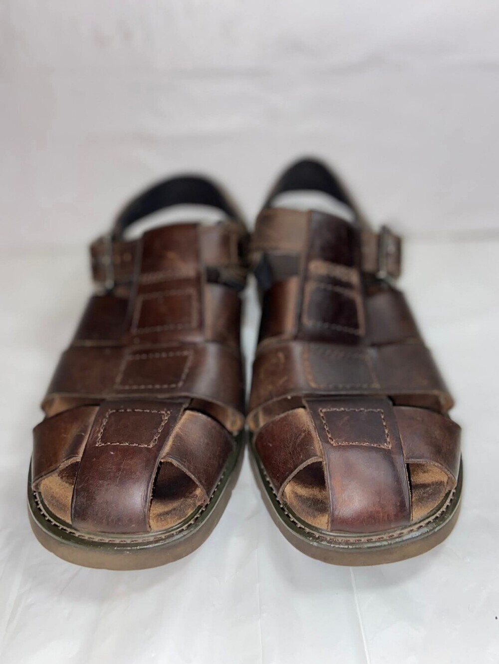 Rockport Brown Leather Fisherman Sandals with Buckle